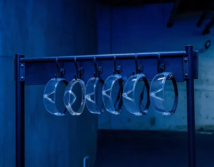 Range staging with unlabeled safety shooting glasses